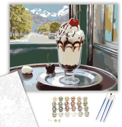 Számfestő Retro Fagylaltkehely Cseresznyével - számfestő készlet - 40×50 cm (Keretre feszítve) (crea6269-40X50-KF)