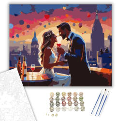 Számfestő Romantikus Eljegyzés a Tetőtéri Étteremben - számfestő készlet - 40×50 cm (Keretre feszítve) (crea6386-40X50-KF)