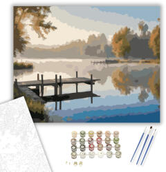  Ködös Reggel a Halastónál - számfestő készlet - 40×50 cm (Keretre feszítve)