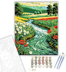  Virágzó Patak Varázsa - számfestő készlet - 40×50 cm (Keretre feszítve)
