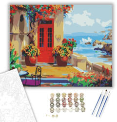 Számfestő Virágos Terasz - számfestő készlet - 40×50 cm (Keretre feszítve) (4020-40X50-KF)