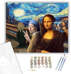  Világhírű szelfi - számfestő készlet - 40×50 cm (Keretre feszítve)