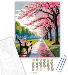  Cseresznyevirág Sétány - számfestő készlet - 60×70 cm (Keretre feszítve)