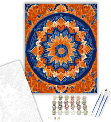  Tüzes Kék Mandala Ékköves Hatással - számfestő készlet - 40×50 cm (Keretre feszítve)