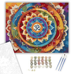  Om Szimbólum Mandala - számfestő készlet - 40×50 cm (Keretre feszítve)