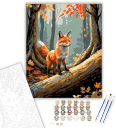  Varázslatos Őszi Erdő Rókával - számfestő készlet - 40×50 cm (Keretre feszítve)