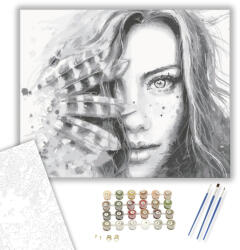 Számfestő Szürke tollakkal - számfestő készlet - 40×50 cm (Keretre feszítve) (crea601-40X50-KF)