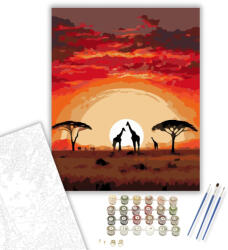 Számfestő Naplemente a Szavannán - számfestő készlet - 40×50 cm (Keretre feszítve) (crea5807-40X50-KF)