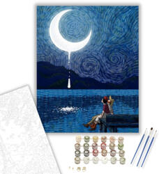 Számfestő Van Gogh estje - számfestő készlet - 40×50 cm (Keretre feszítve) (crea497-40X50-KF)