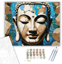  Ősi Buddha Arca Víz Tükrében - számfestő készlet - 40×50 cm (Keretre feszítve)