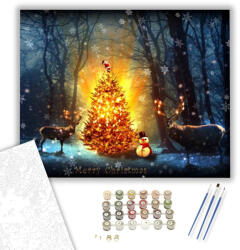 Számfestő Karácsony az erdőben - számfestő készlet - 40×50 cm (Keretre feszítve) (xmas009-40X50-KF)