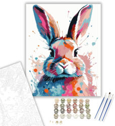 Számfestő Színpompás Nyuszi Portré - számfestő készlet - 40×50 cm (Keretre feszítve) (crea6404-40X50-KF)