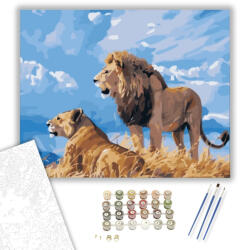  Oroszlánpár - számfestő készlet - 40×50 cm (Keretre feszítve)