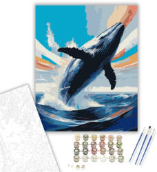  Bálna Légies Ugrása - számfestő készlet - 40×50 cm (Keretre feszítve)