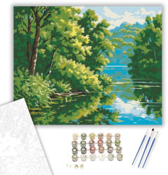  Tóparti Cserjés Nyugalom - számfestő készlet - 40×50 cm (Keretre feszítve)