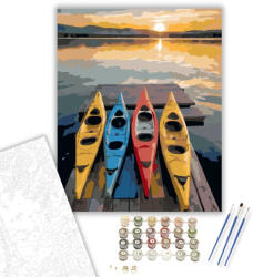 Számfestő Színes Kajakok a Naplementében - számfestő készlet - 40×50 cm (Keretre feszítve) (crea7089-40X50-KF)