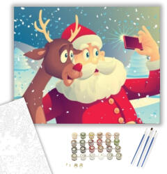 Számfestő Mikulás szelfi - számfestő készlet - 40×50 cm (Keretre feszítve) (santaclaus113-40X50-KF)