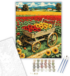 Virágos Kocsi Ragyogása - számfestő készlet - 40×50 cm (Keretre feszítve)