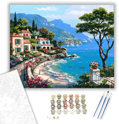  Virágok A Strandon - számfestő készlet - 40×50 cm (Keretre feszítve)