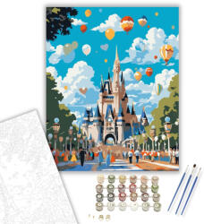  Disney World Vidám Nap - számfestő készlet - 40×50 cm (Keretre feszítve)
