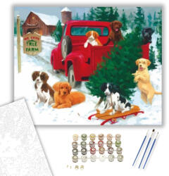  Karácsonyi készülődés - számfestő készlet - 40×50 cm (Keretre feszítve)