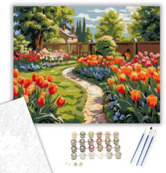 Számfestő Vidékies Tulipánkert Pillangókkal - számfestő készlet - 60×70 cm (Keret nélkül) (crea5792-60X70-KN)