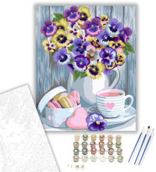 Számfestő Macaron teával - számfestő készlet - 40×50 cm (Keretre feszítve) (crea1062-40X50-KF)