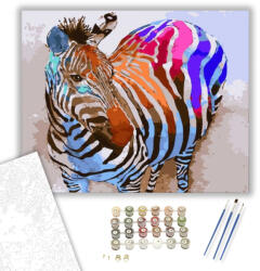 Számfestő Színes Zebra 2 - számfestő készlet - 40×50 cm (Keretre feszítve) (6403-40X50-KF)