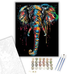  Elefánt színekből - számfestő készlet - 40×50 cm (Keretre feszítve)