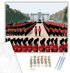  Buckingham Palota Őrségváltás - számfestő készlet - 50×60 cm (Keretre feszítve)
