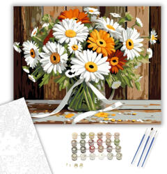  Margaréták és Gerberák Csokra - számfestő készlet - 40×50 cm (Keretre feszítve)