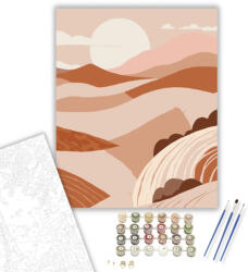 Bézs és Terrakotta Tájkép - számfestő készlet - 40×50 cm (Keretre feszítve)