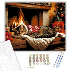  Kandalló Melletti Álmodozás - számfestő készlet - 40×50 cm (Keretre feszítve)