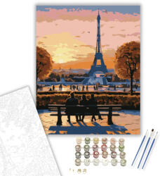  Eiffel-torony Naplementében a Trocadéro Kertjeiből - számfestő készlet - 40×50 cm (Keretre feszítve)