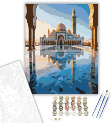 Számfestő Hassan II mecset naplementében - számfestő készlet - 40×50 cm (Keretre feszítve) (crea6994-40X50-KF)