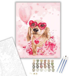Számfestő Kutya rózsaszínben - számfestő készlet - 40×50 cm (Keretre feszítve) (crea063-40X50-KF)