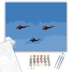  Szinkronban Repülő Vadászgépek - számfestő készlet - 40×50 cm (Keretre feszítve)