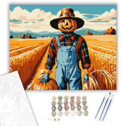  Tökfejű Madárijesztő a Mezőn - számfestő készlet - 40×50 cm (Keretre feszítve)