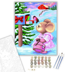 Számfestő Megajándékozott kisegér - számfestő készlet - 40×50 cm (Keretre feszítve) (crea312-40X50-KF)