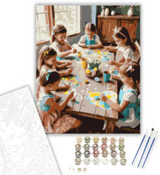  Gyerekek Húsvéti Dekoráció Készítése - számfestő készlet - 40×50 cm (Keretre feszítve)