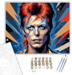  David Bowie Ziggy Stardust Portré - számfestő készlet - 40×50 cm (Keretre feszítve)