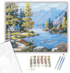 Számfestő Nyaraló a Tónál - számfestő készlet - 40×50 cm (Keretre feszítve) (6679-40X50-KF)