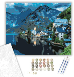 Tengerparti falu - számfestő készlet - 40×50 cm (Keretre feszítve)