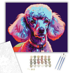  Neon Színű Poodle - számfestő készlet - 40×50 cm (Keretre feszítve)