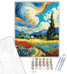  Nyári Mezők Szimfóniája - számfestő készlet - 40×50 cm (Keretre feszítve)