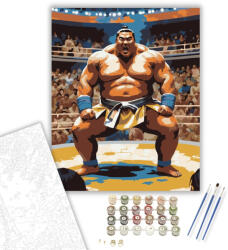  Szumó Birkózó Aréna - számfestő készlet - 40×50 cm (Keretre feszítve)