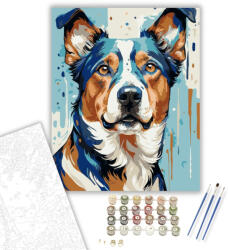  Színes Festett Kutya Portré - számfestő készlet - 40×50 cm (Keretre feszítve)