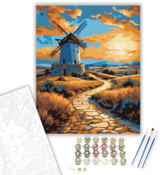 Számfestő La Mancha Szélmalmai Naplementében - számfestő készlet - 40×50 cm (Keretre feszítve) (crea6922-40X50-KF)