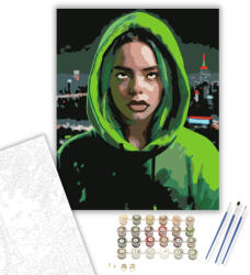 Számfestő Billie Eilish Portré - számfestő készlet - 40×50 cm (Keretre feszítve) (crea6308-40X50-KF)