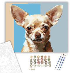  Chihuahua Portré - számfestő készlet - 40×50 cm (Keretre feszítve)